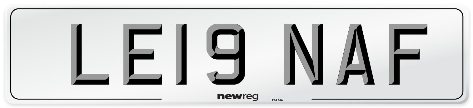 LE19 NAF Number Plate from New Reg